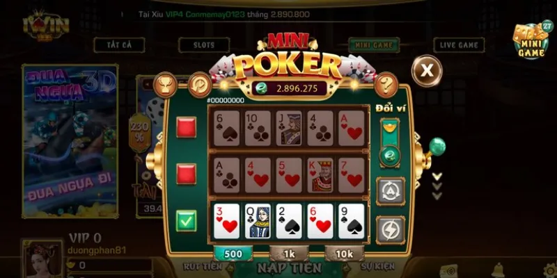 Bí quyết quay bài săn Jackpot khủng trong Mini Poker